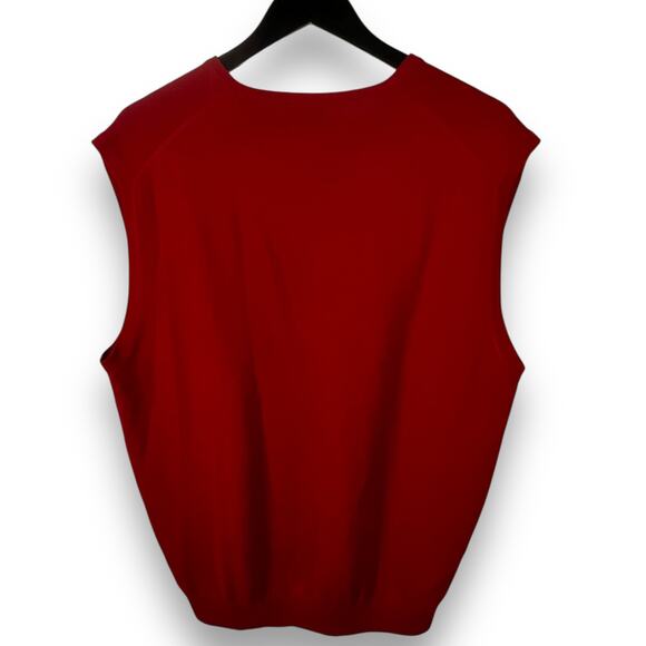 Jos A Bank Merino Wool Sweater Vest Preppy Red V Neck Classic Fit Size M - Picture 4 of 10